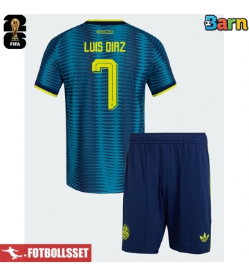 Colombia Luis Diaz #7 Bortatröja Barn VM 2026 Kortärmad (+ Korta byxor)